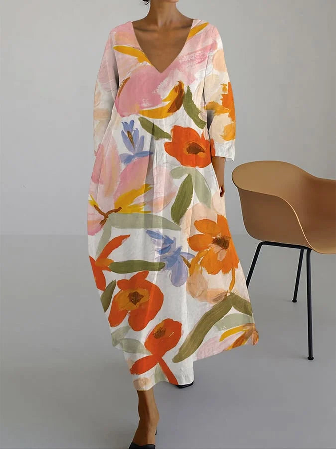 ESPERANZA® | VESTIDO DE IMPRESIÓN FLORAL CON ESCOTE EN V